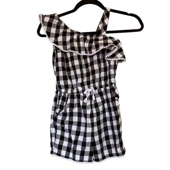 Wonder Nation Girls One Shoulder Black & White Romper Sz Medium 7/8 - Picture 1 of 5